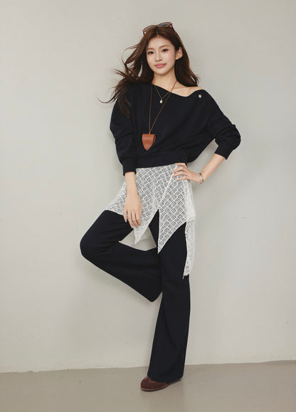 OTEBANBASS OTE260808 Asymmetric Mesh Sweatshirt Set