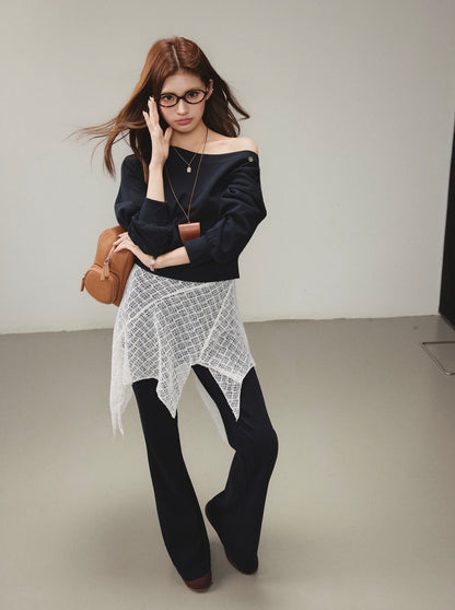 OTEBANBASS OTE260808 Asymmetric Mesh Sweatshirt Set