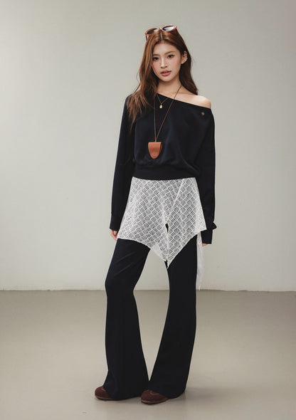 OTEBANBASS OTE260808 Asymmetric Mesh Sweatshirt Set