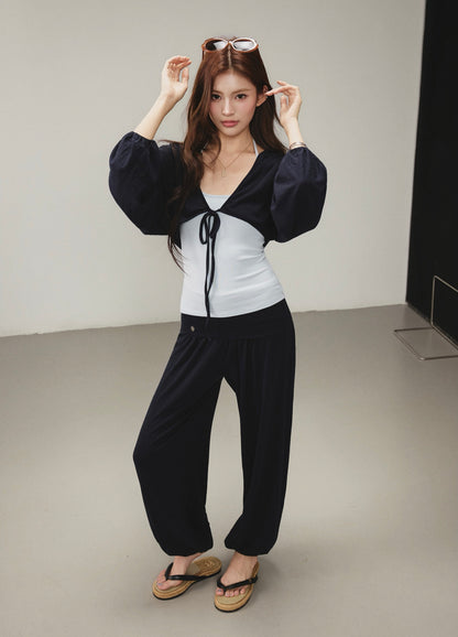 OTEBANBASS OTE260811  Halter Top and Harem Pants Set(2color)