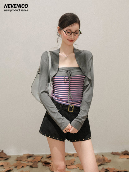 NeveNico SALE NN2510019/20 Studded Suede A-Line Shorts Set