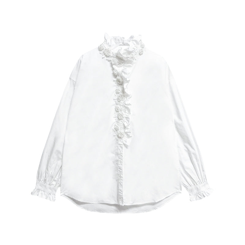 NeveNico SALE NN2412030 Beaded Floral Ruffle Blouse