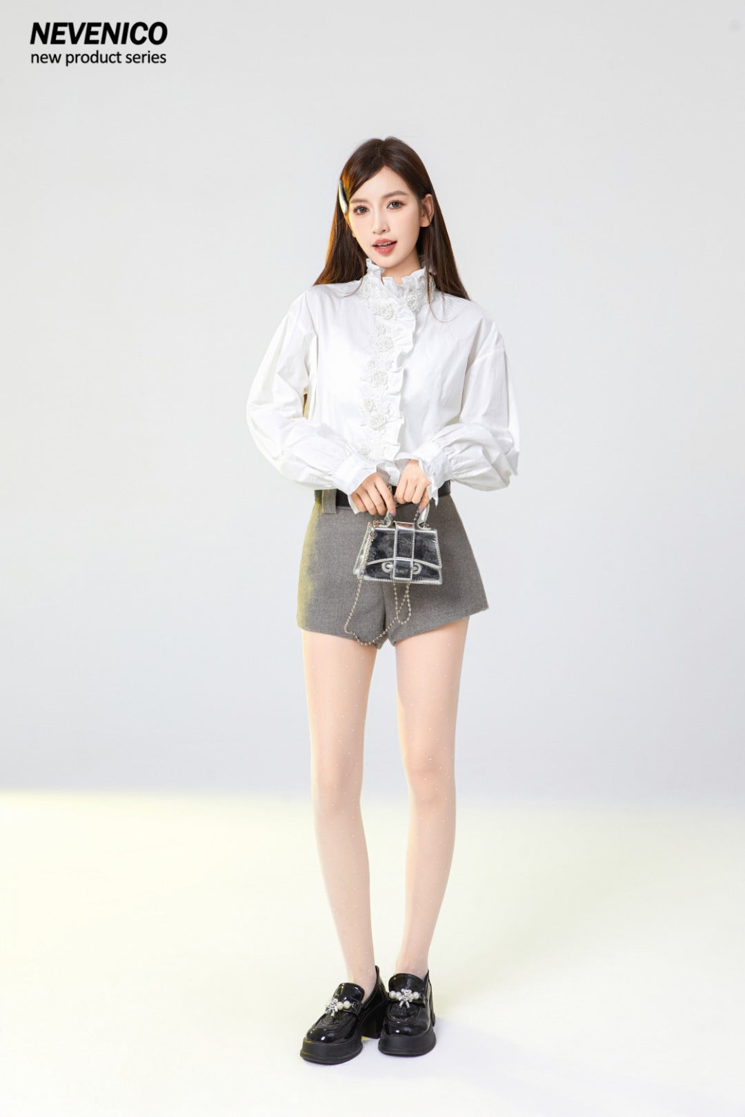 NeveNico SALE NN2412030 Beaded Floral Ruffle Blouse