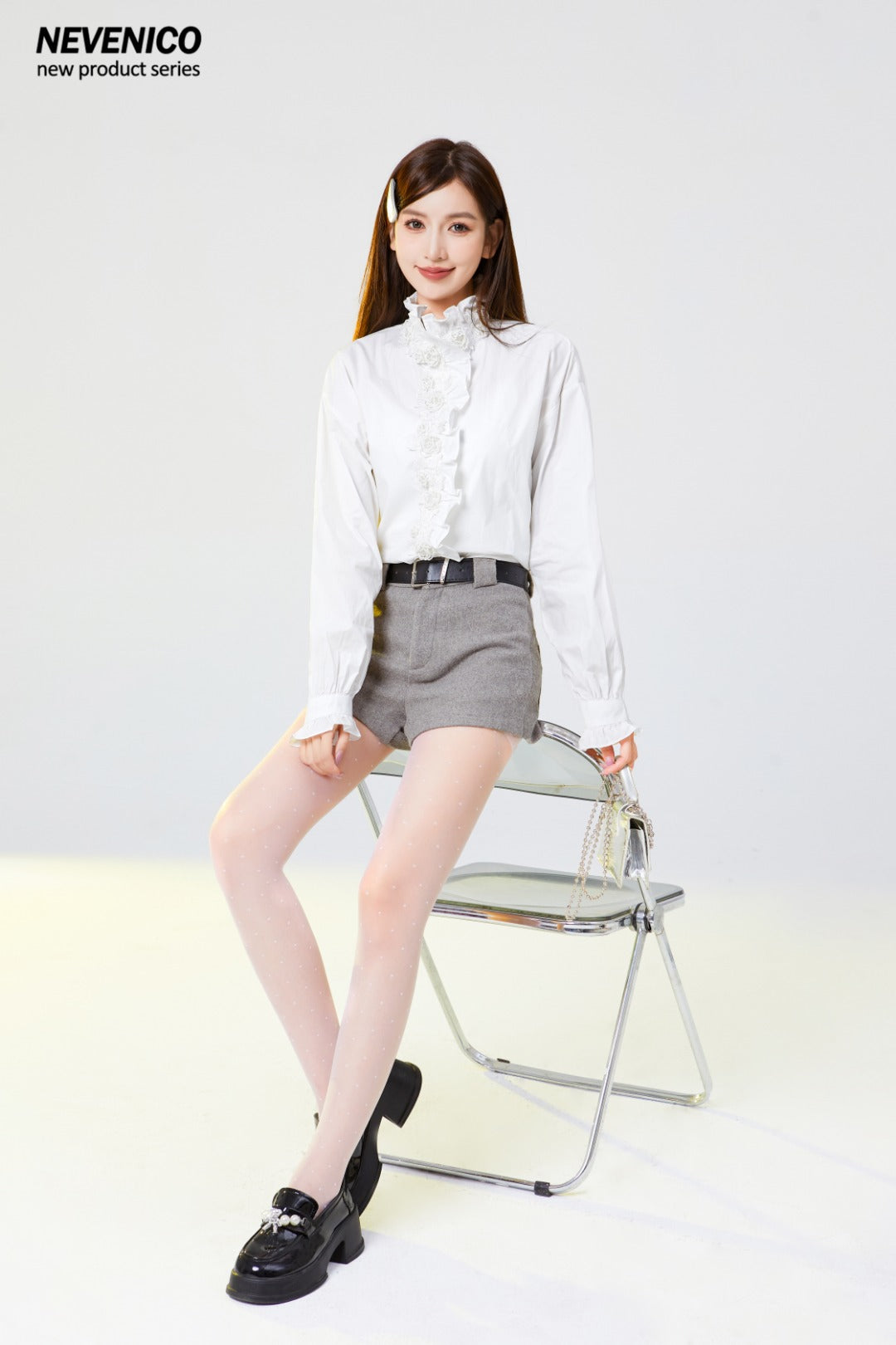NeveNico SALE NN2412030 Beaded Floral Ruffle Blouse