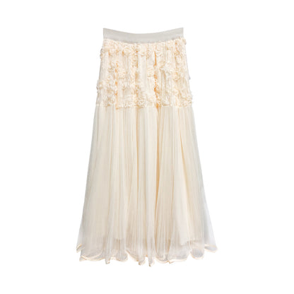 NeveNico SALE NN2501013  Floral Mesh Pleated Skirt