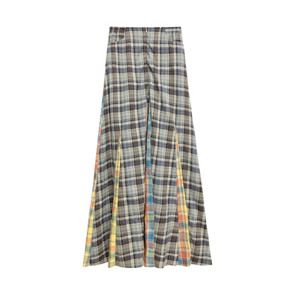 NeveNico SALE NN2503004 Frayed A-Line Plaid Skirt
