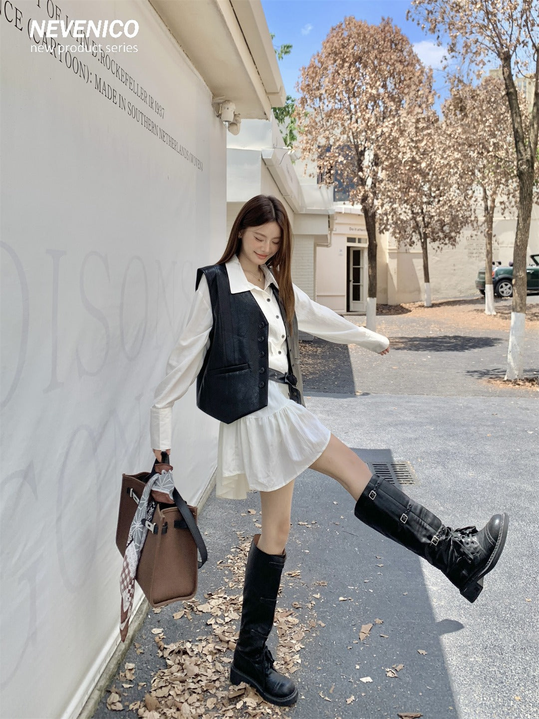 NeveNico SALE NN2509016 Faux Leather Button Vest