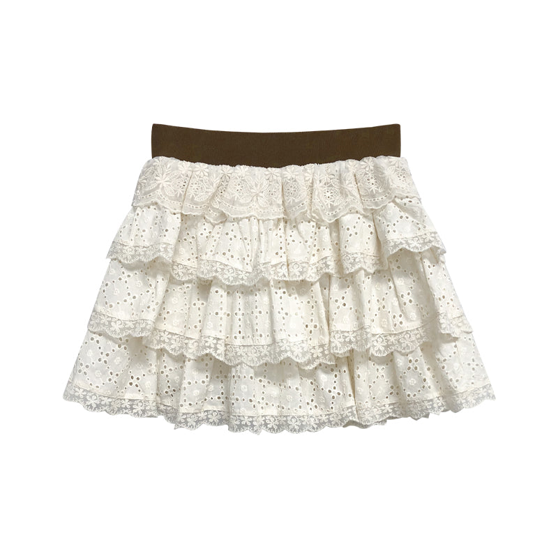 NeveNico SALE NN2509029 Contrast-Belt Tiered Skirt