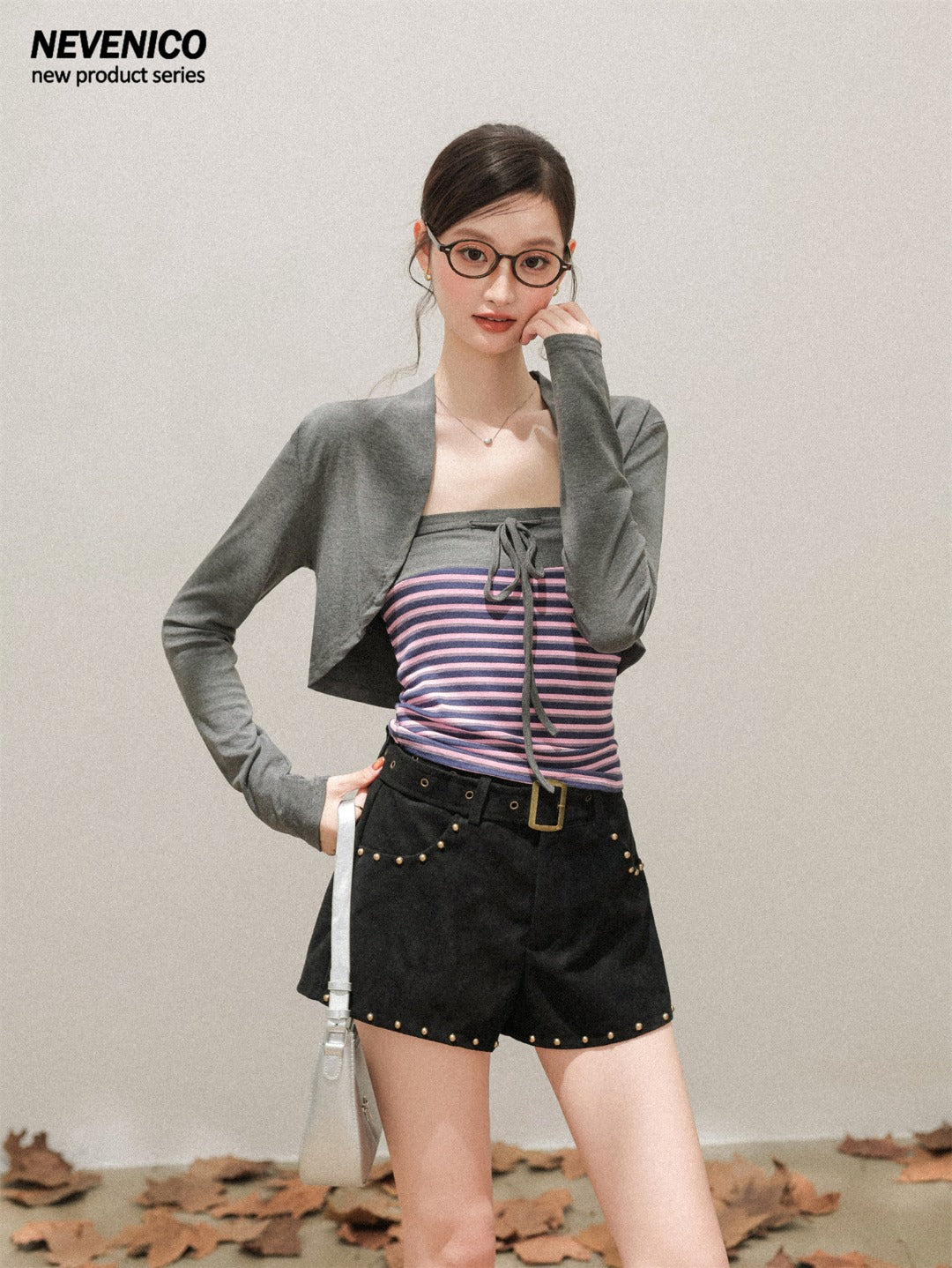 NeveNico SALE NN2510019/20 Studded Suede A-Line Shorts Set