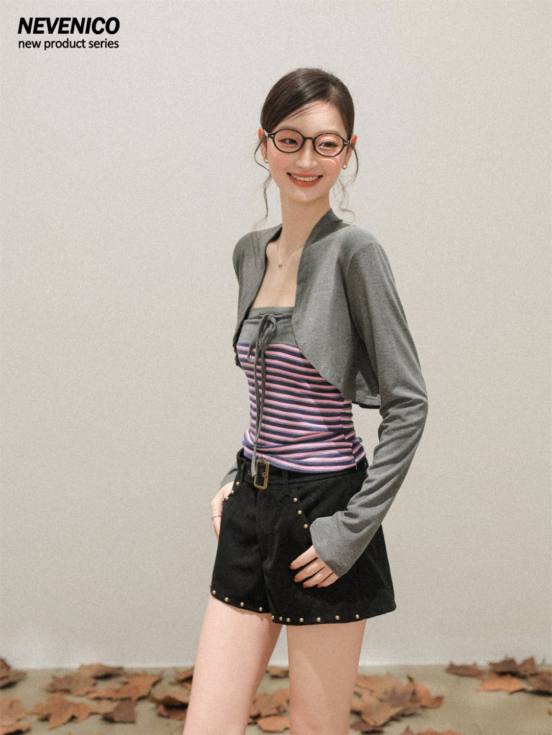 NeveNico SALE NN2510019/20 Studded Suede A-Line Shorts Set