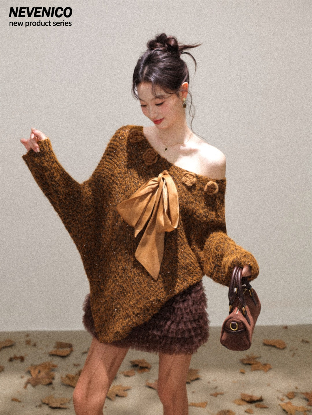 NeveNico SALE NN2511011 Asymmetric Sequin Floral Knit