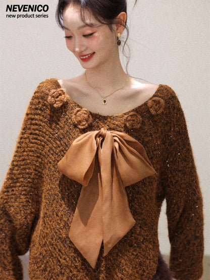 NeveNico SALE NN2511011 Asymmetric Sequin Floral Knit