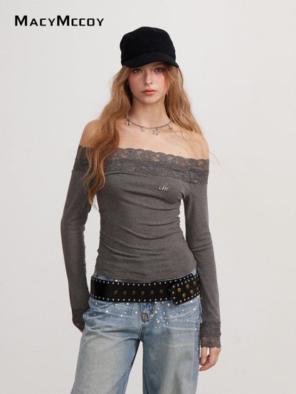 MacyMccoy MMC2026146 Off-shoulder lace-panel top(2oclor)