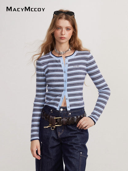 MacyMccoy MMC2026144 Color-Block Stripe Knit Top(2color)