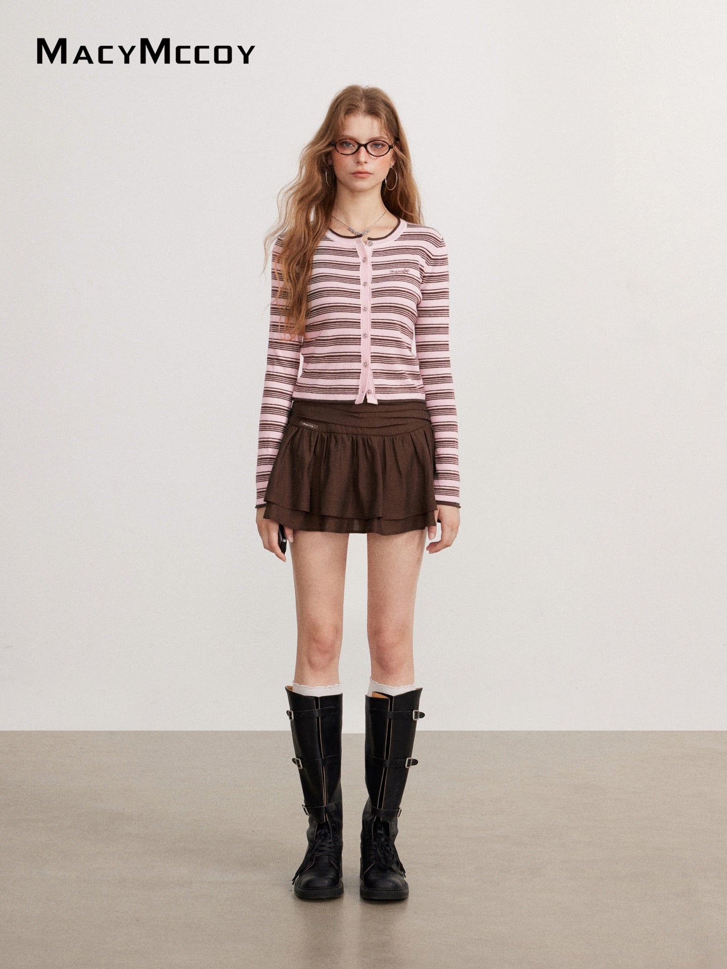 MacyMccoy MMC2026141 Pleated A-line skirt(2color)