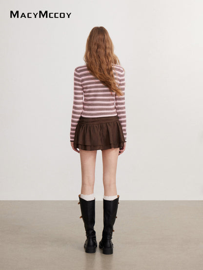 MacyMccoy MMC2026144 Color-Block Stripe Knit Top(2color)