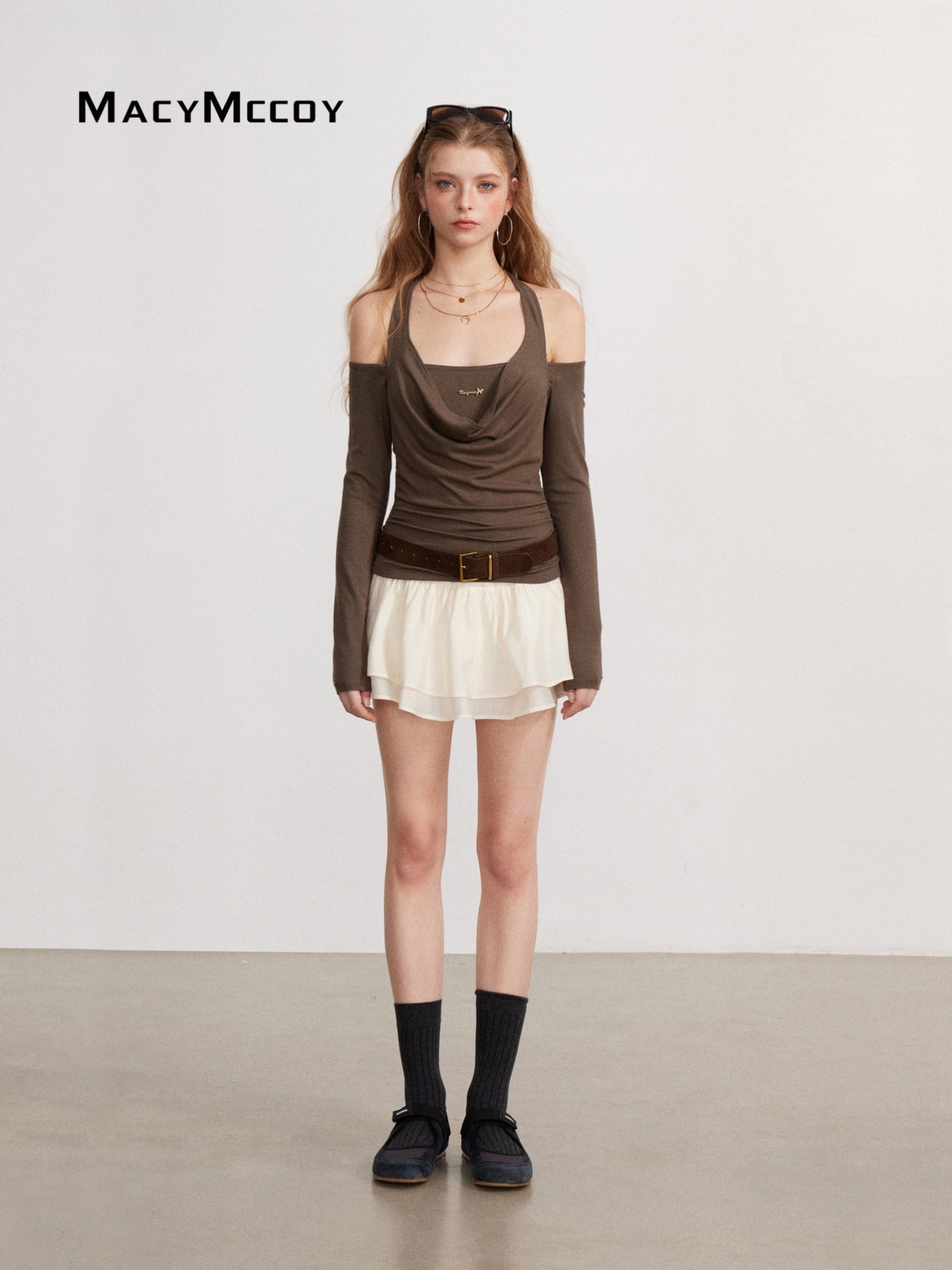 MacyMccoy MMC2026141 Pleated A-line skirt(2color)