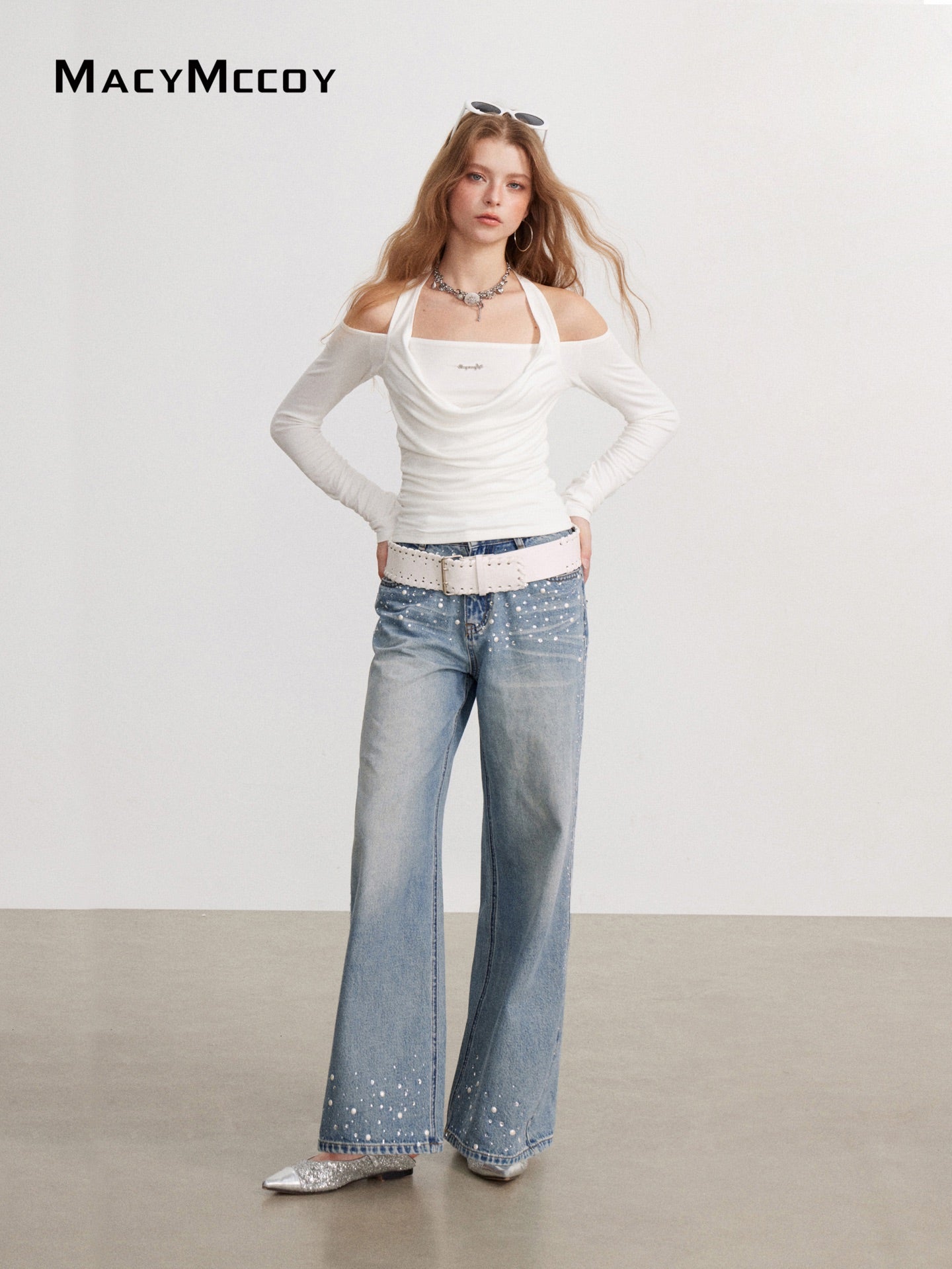 MacyMccoy MMC2026135 Off-Shoulder Draped Neck Top(2color)