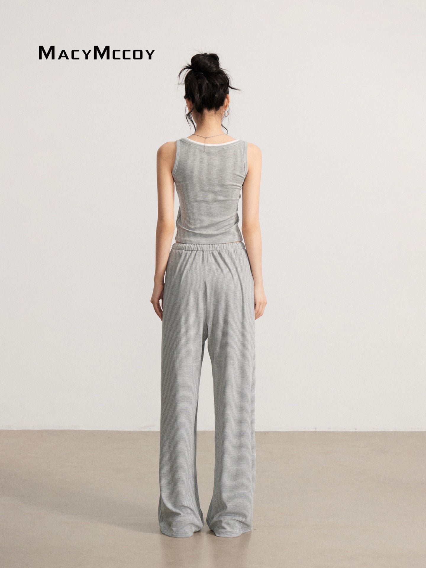 MacyMccoy MMC2026111 Draped Striped Tank Top Set(2color)