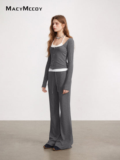 MacyMccoy MMC2026150 Mock Layered Tie-Front Set(2color)