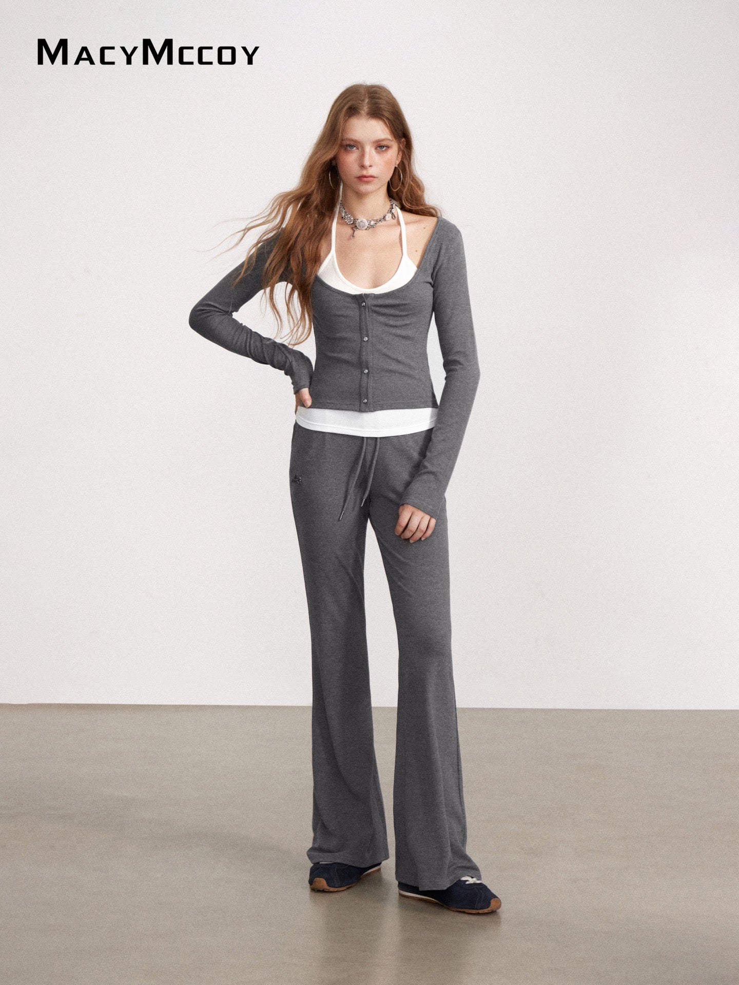MacyMccoy MMC2026150 Mock Layered Tie-Front Set(2color)