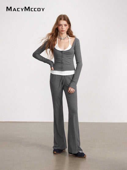 MacyMccoy MMC2026150 Mock Layered Tie-Front Set(2color)