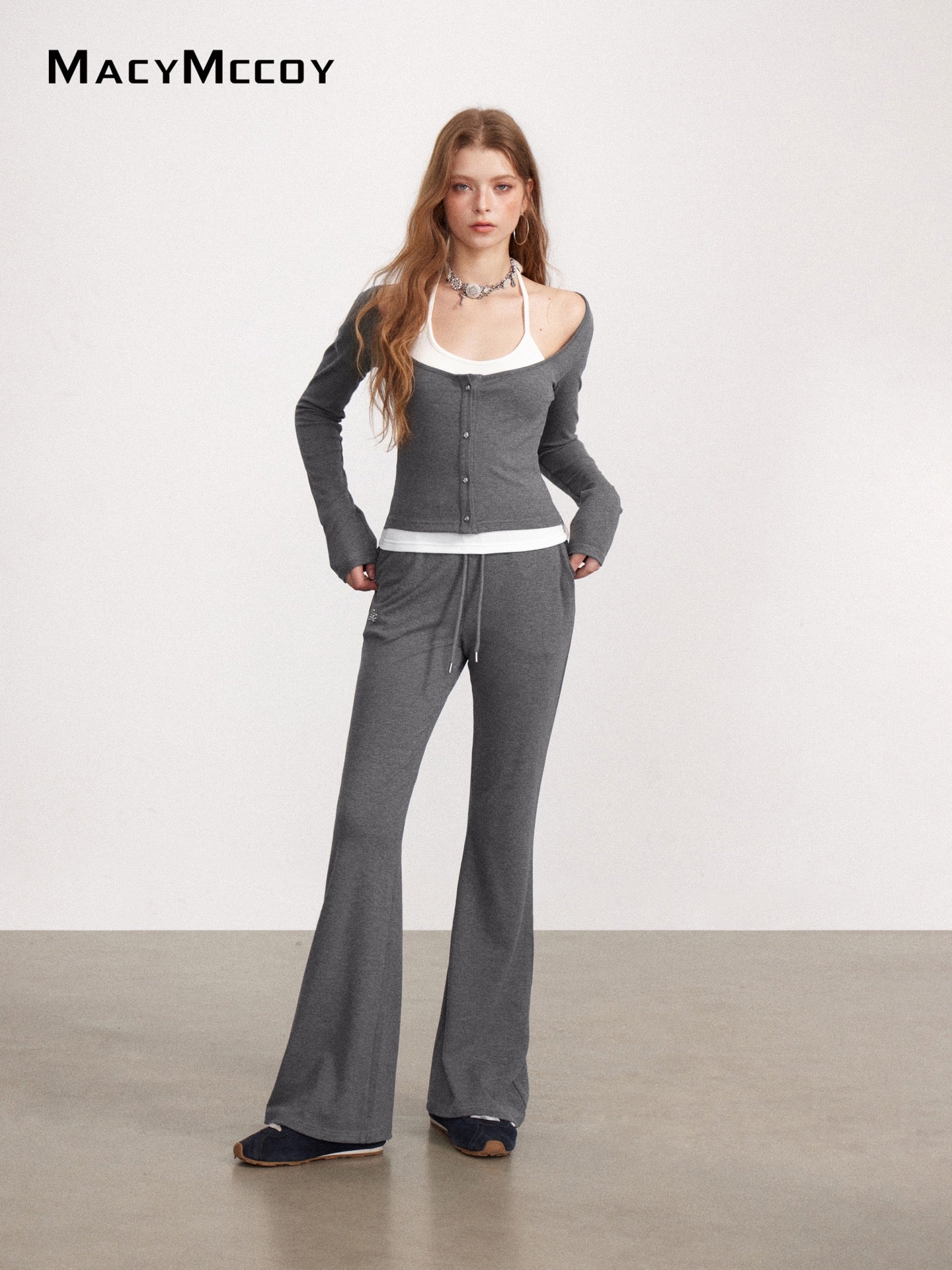 MacyMccoy MMC2026150 Mock Layered Tie-Front Set(2color)