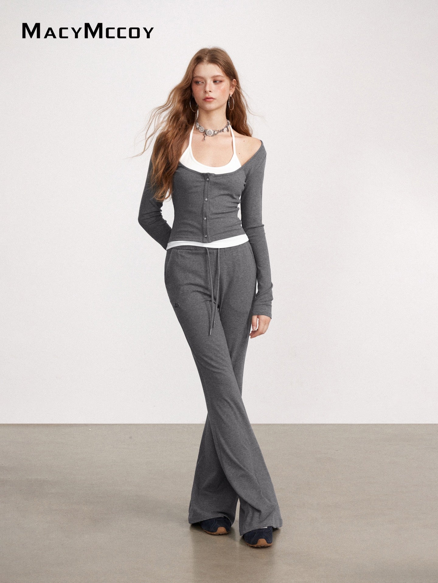MacyMccoy MMC2026150 Mock Layered Tie-Front Set(2color)