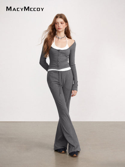 MacyMccoy MMC2026150 Mock Layered Tie-Front Set(2color)