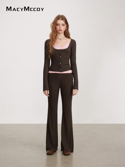 MacyMccoy MMC2026150 Mock Layered Tie-Front Set(2color)