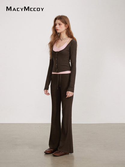 MacyMccoy MMC2026150 Mock Layered Tie-Front Set(2color)