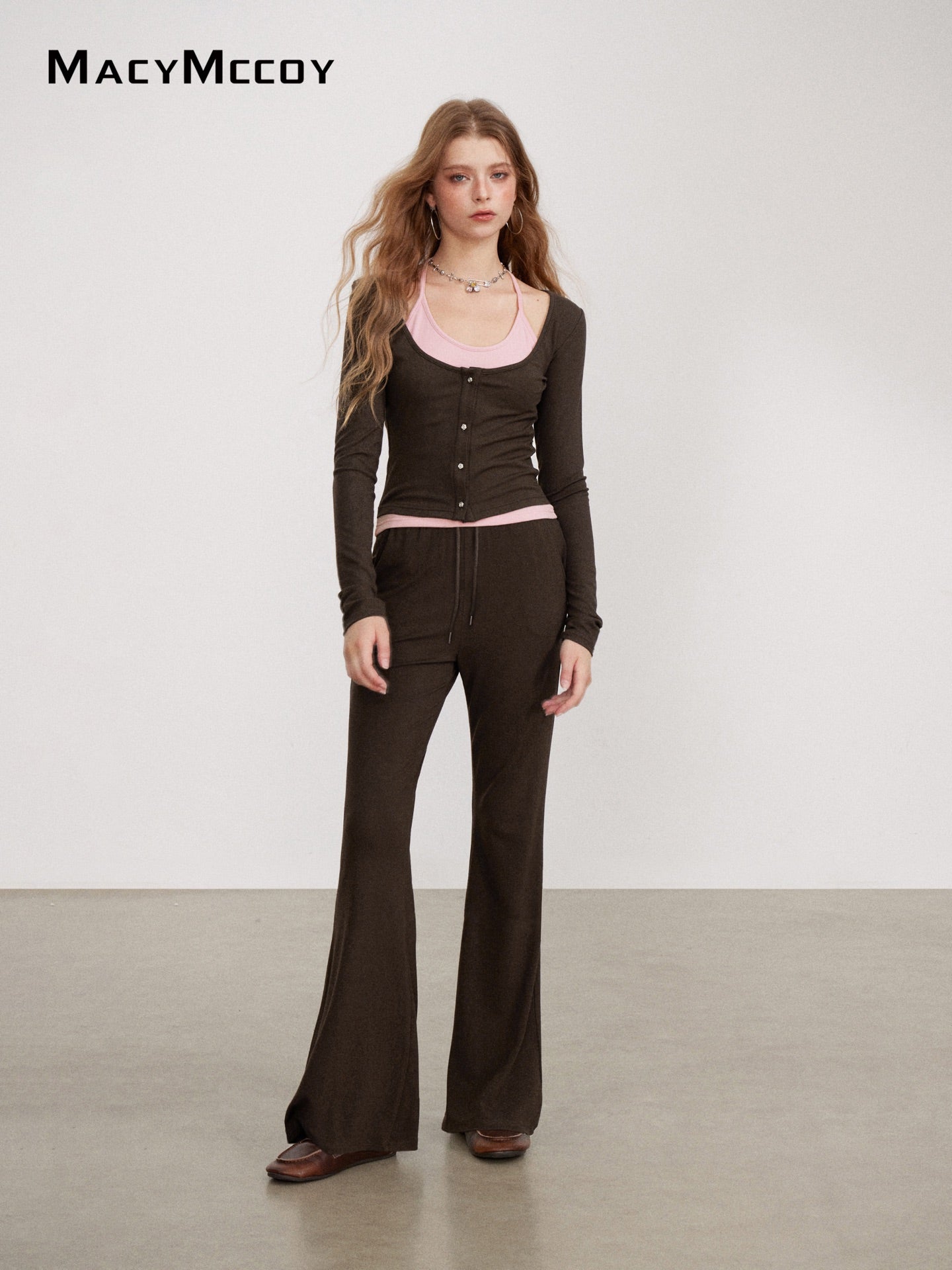 MacyMccoy MMC2026150 Mock Layered Tie-Front Set(2color)