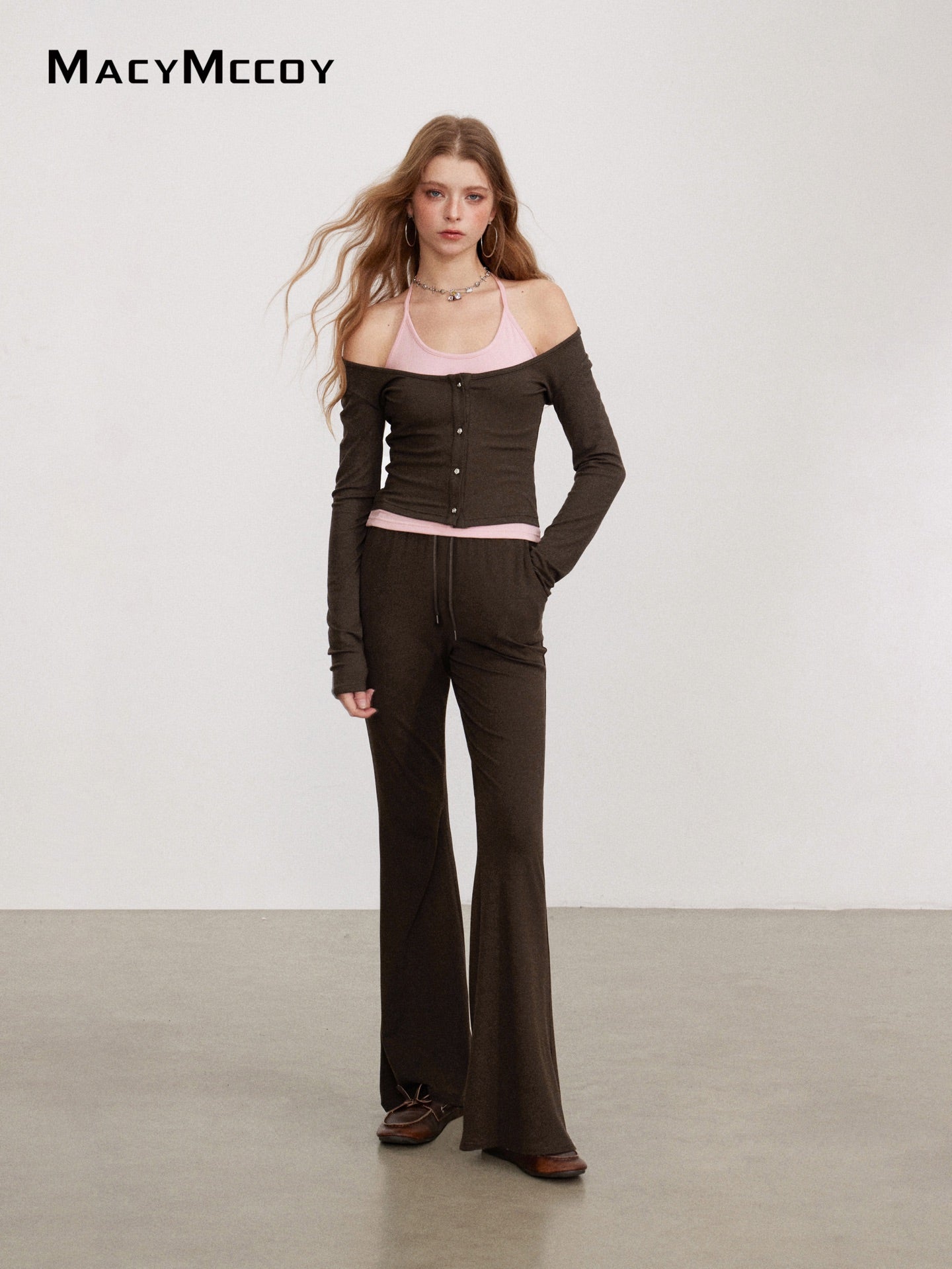 MacyMccoy MMC2026150 Mock Layered Tie-Front Set(2color)