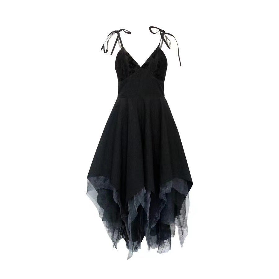 By Cookie H black wave lace slip dress