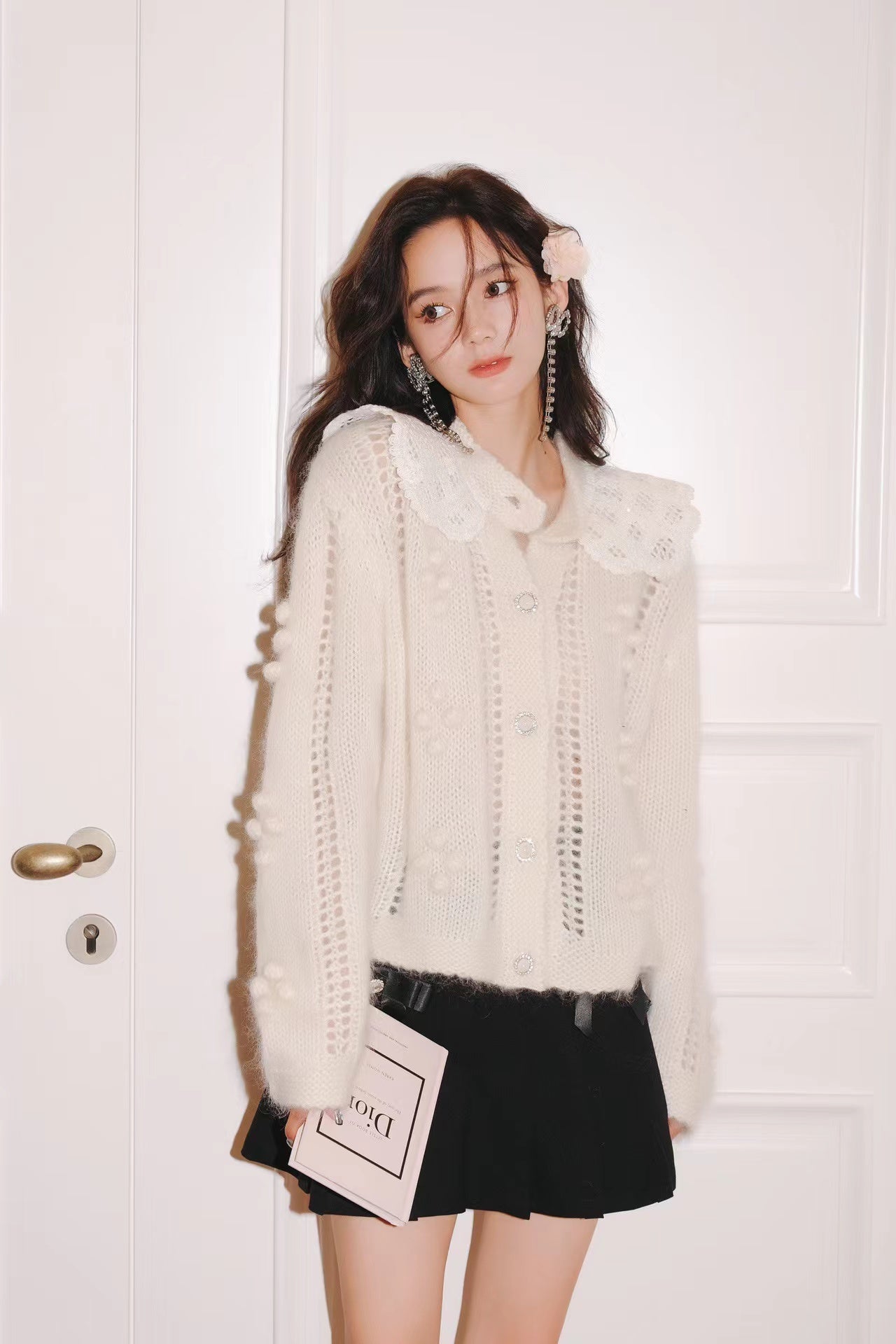 ROCHA ROMA White Wool Snowball Sweater