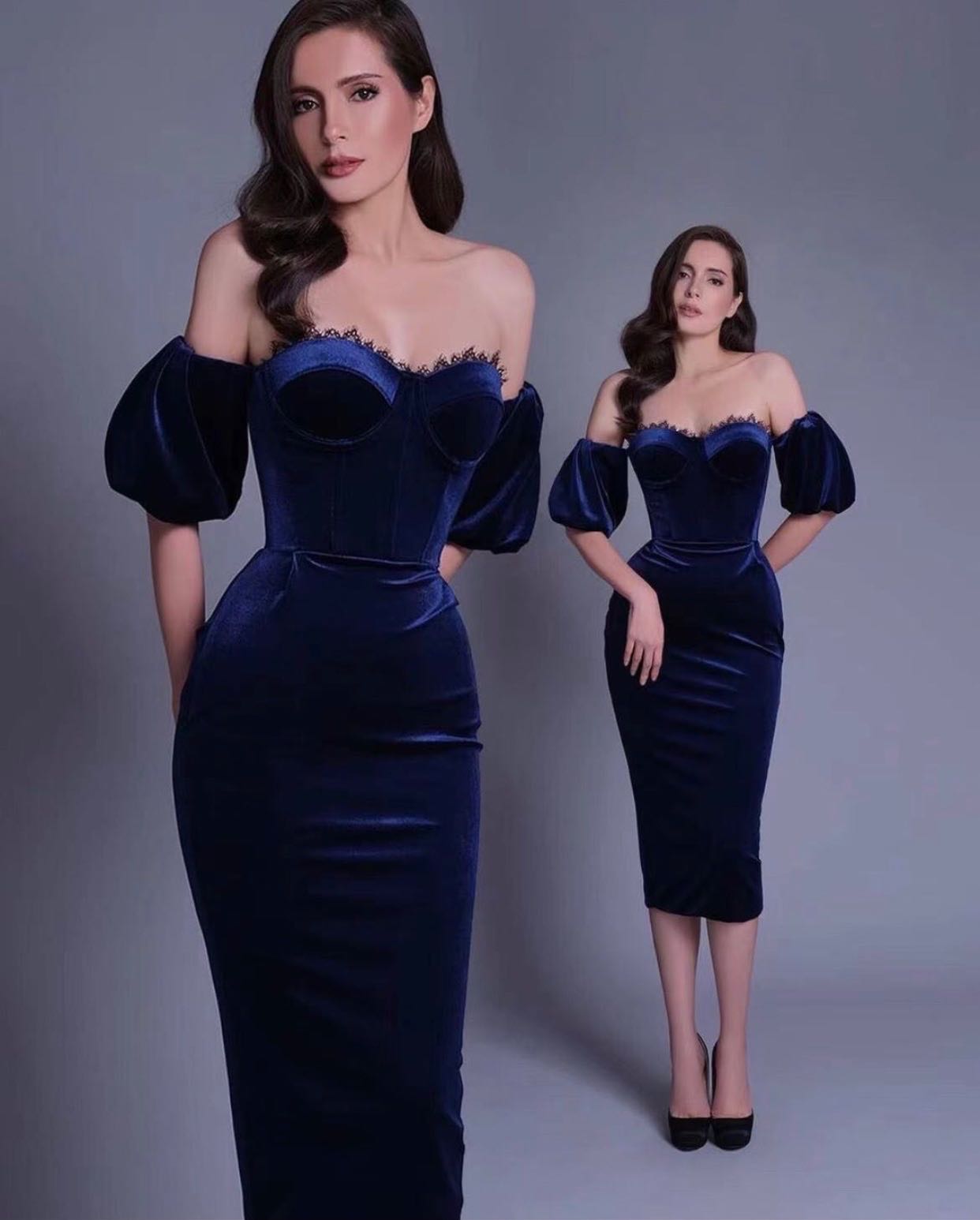 Poem Blue Velvet Dress