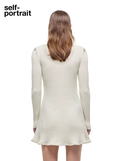 Self-Portrait Sleeve Knit Mini Dress