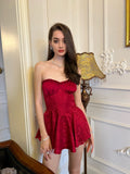 NJ nana jacqueline red jacquard bodice dress