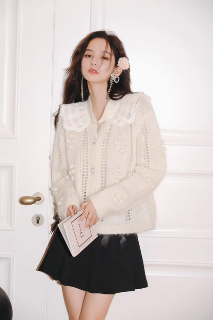 ROCHA ROMA White Wool Snowball Sweater