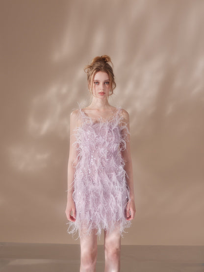 wardrobes by chen purple feather sling dress