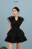 CICI removable feather black dress