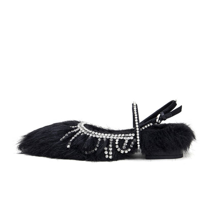 CHINCHIN Diamond Chain Decoration Woolen Shoes