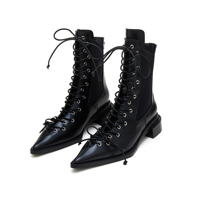 CHINCHIN Pointed Strap Decorative Short Boots