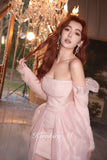 Kirakira.M Diamond pink flower bud dress