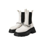 CHINCHIN Metal Flower Chain Thick Soled Short Boots