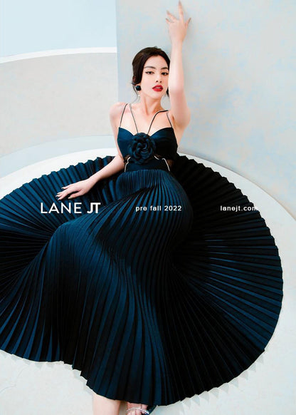 LANE JT flower waist perspective diamond dress