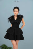 CICI removable feather black dress