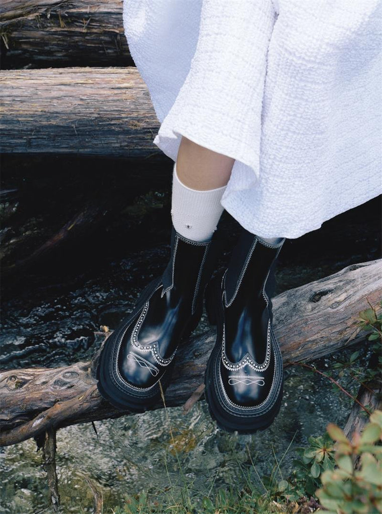 CHINCHIN Brock Embroidered Chelsea Boots