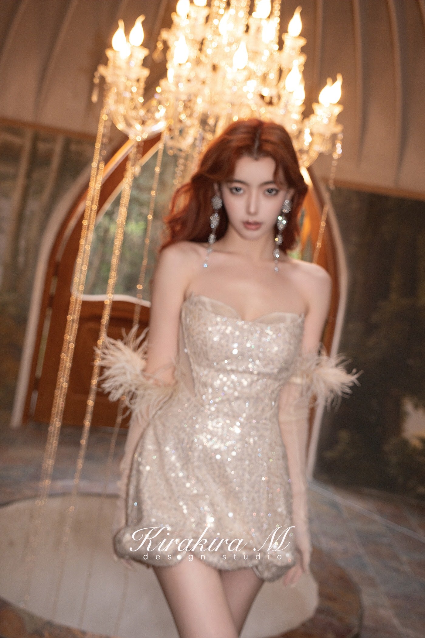 Kirakira.M Diamond champagne sparkle sequin dress