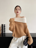 Rumia contrast color strapless sweater